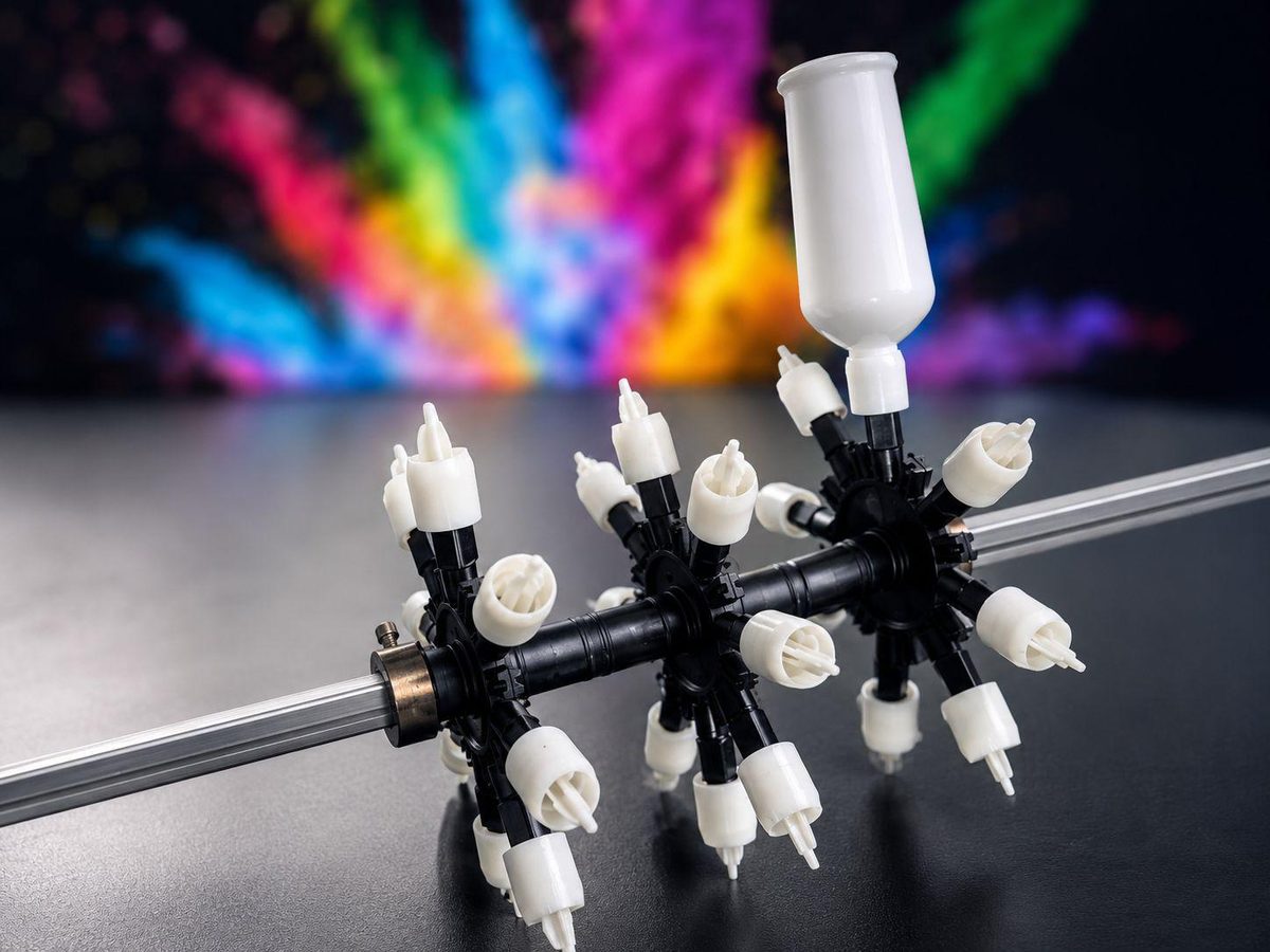 Modularer Warenträger mit Maskierungen für die Lackierung